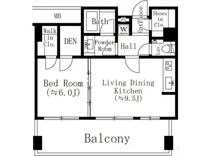 錦町 トラッドスクエア(1LDK/16階)の間取り写真