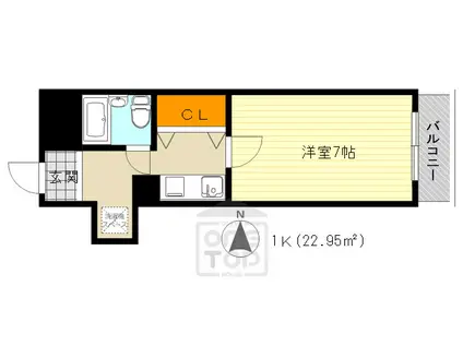 第6センリハイツ(1K/1階)の間取り写真