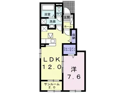 ア・サンテ・ロワンII A(1LDK/1階)の間取り写真