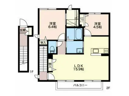 クオレール(2LDK/2階)の間取り写真