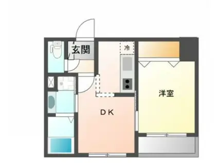 ウェルシーレジデンス鵜の木(1DK/1階)の間取り写真