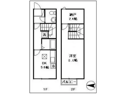 ボナールハウス新川(1SDK/1階)の間取り写真