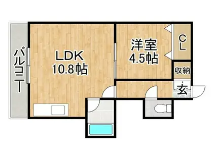 FONTANA(1LDK/2階)の間取り写真
