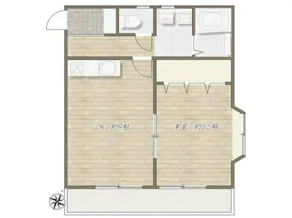 アート美原町マンション(1LDK/2階)の間取り写真