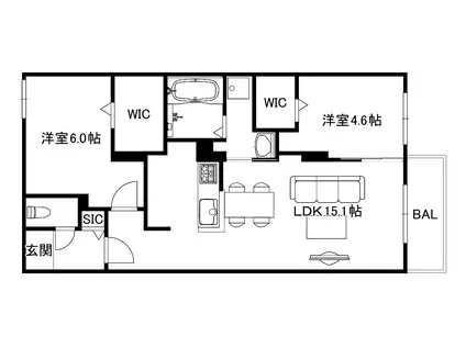 ブランシャール山の手3-2(2LDK/2階)の間取り写真