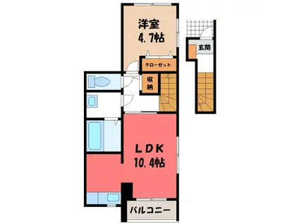 ルノン上新田(1LDK/2階)の間取り写真