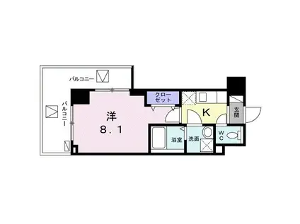 プルメリア(1K/2階)の間取り写真