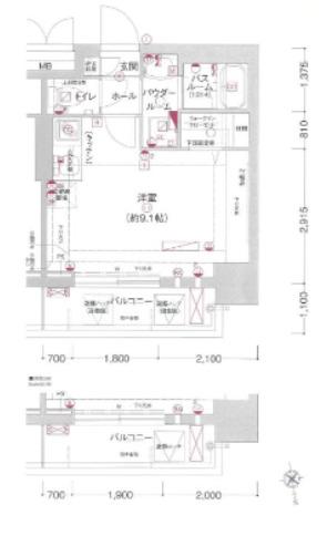 エグゼ難波南II(ワンルーム/7階)の間取り写真