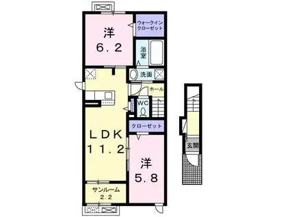 グランメゾンSS2(2LDK/2階)の間取り写真