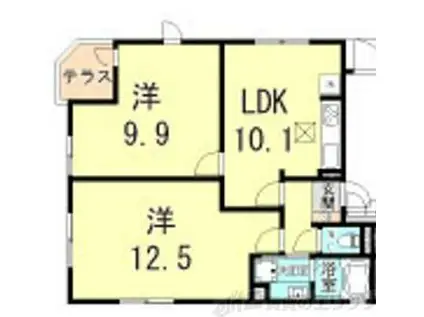 ソレイユコートI(2LDK/1階)の間取り写真