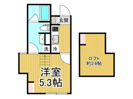 LOULOU今津(1K/1階)の間取り写真