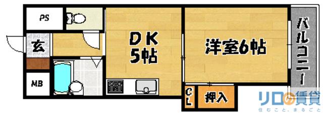 瑞光グランドハイツ北(1DK/2階)の間取り写真