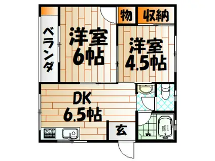 マキシム貴船(2DK/2階)の間取り写真