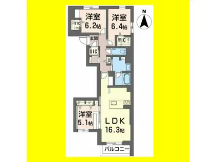 AVANCE東草深ウエスト(3LDK/1階)の間取り写真