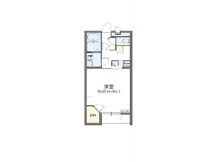 レオパレスRIVERII(1K/2階)の間取り写真