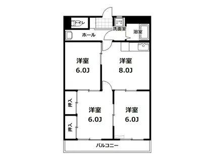 棚網コーポ(3DK/3階)の間取り写真