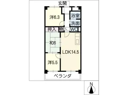 プレシオン猫洞(3LDK/5階)の間取り写真