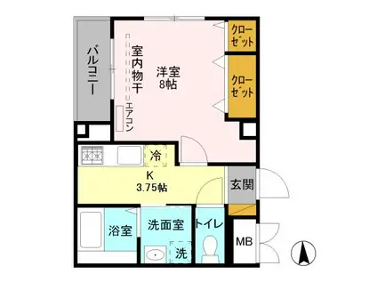 MフィールドV(1K/3階)の間取り写真