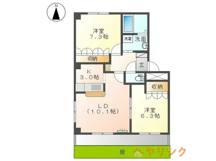 ナミアピア II(2LDK/1階)の間取り写真
