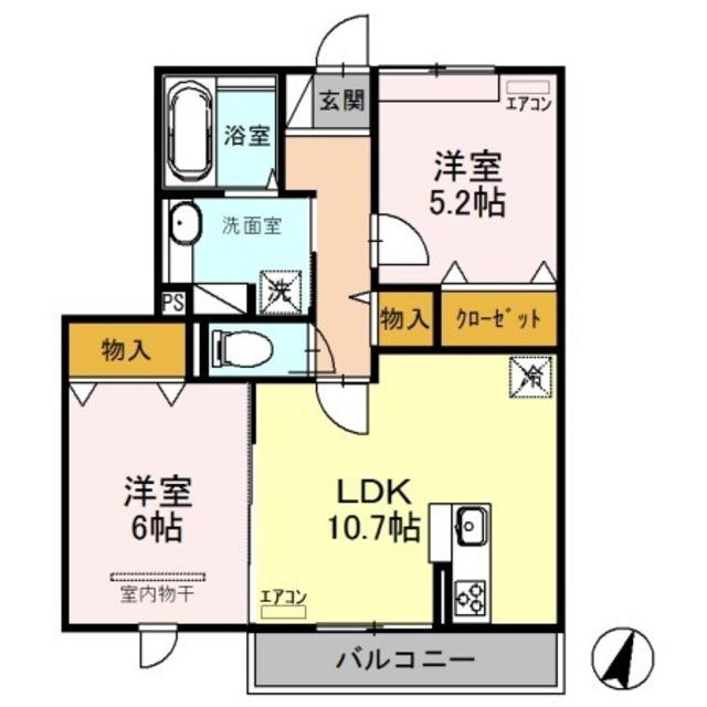 ティサージュ(2LDK/2階)の間取り写真