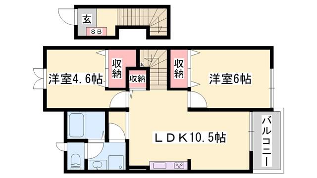 井ノ口ハイツII(2LDK/2階)の間取り写真