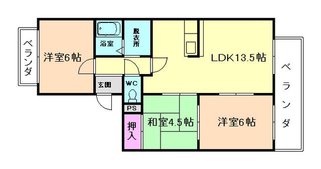 ヴィレッジ向丘(3LDK/1階)の間取り写真