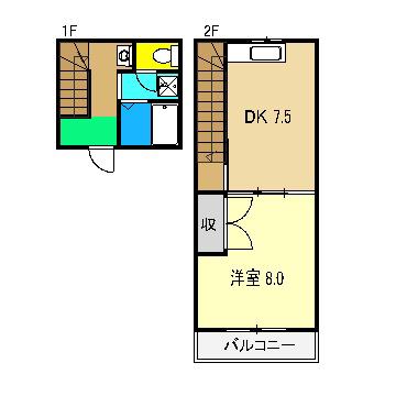 リドーヴェール(1DK/1階)の間取り写真