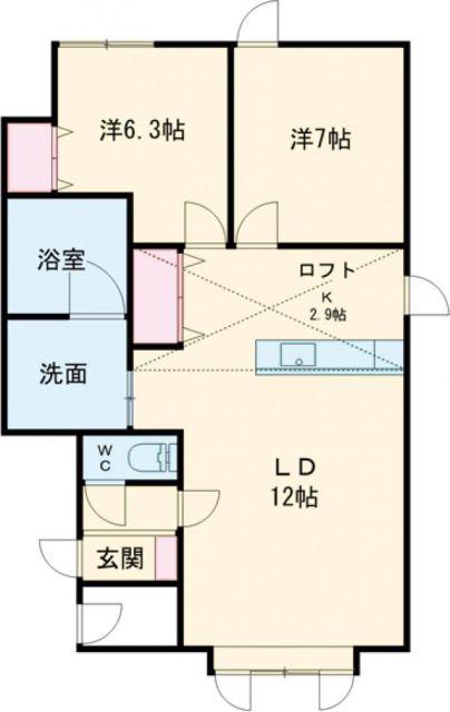ベル9-21 A棟(2LDK/2階)の間取り写真