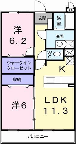 リバーサイドブライト(2LDK/1階)の間取り写真