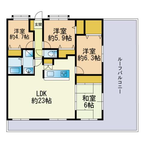 ザ・ブルックハウス(4LDK/6階)の間取り写真