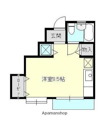 ハイツ大仏坂(ワンルーム/1階)の間取り写真