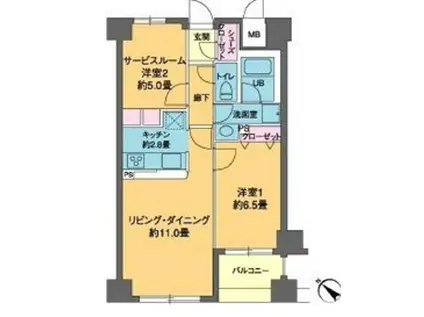 カスタリア茅場町(1SLDK/7階)の間取り写真