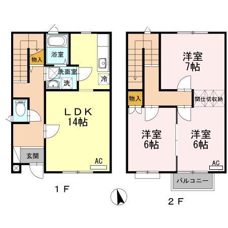 LEAFY J棟(3LDK/1階)の間取り写真