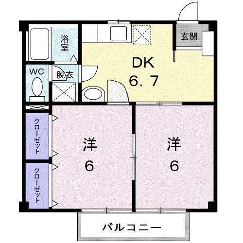 ニューシティMIKI(2DK/2階)の間取り写真