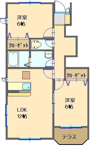 サンパティック・M A棟(2LDK/1階)の間取り写真