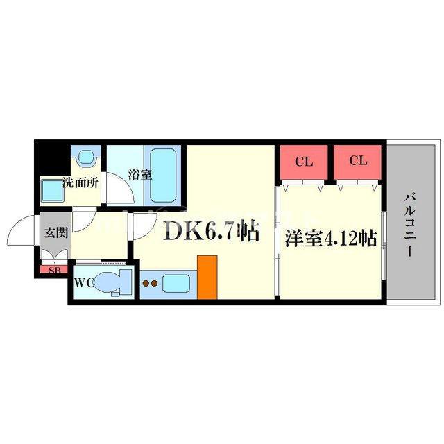 CHOEI65プレジオ中津(1DK/3階)の間取り写真