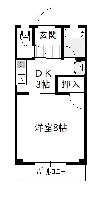 サンフラット大坪(1DK/3階)の間取り写真