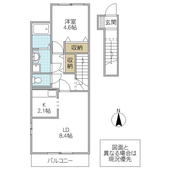 VILLA BELLTREE II(1LDK/2階)の間取り写真