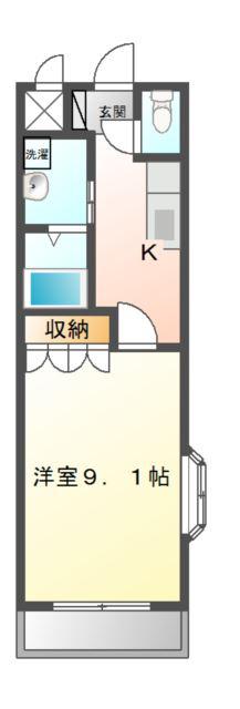 コーポミナミ(1K/2階)の間取り写真