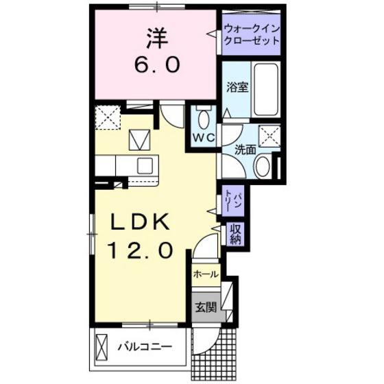 ピュアウィンド A(1LDK/1階)の間取り写真