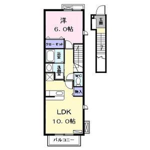 ZEUS I (1LDK/2階)の間取り写真