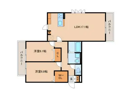 HEIMMAISON中田本町A(2LDK/3階)の間取り写真