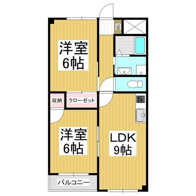 メゾーネDELFI(2DK/3階)の間取り写真