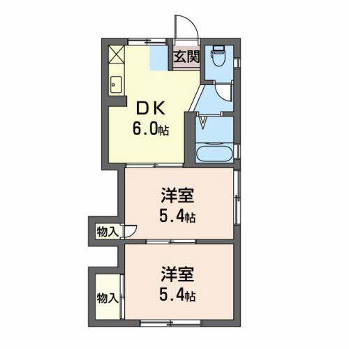 シャトレオーズ舞阪(2DK/1階)の間取り写真