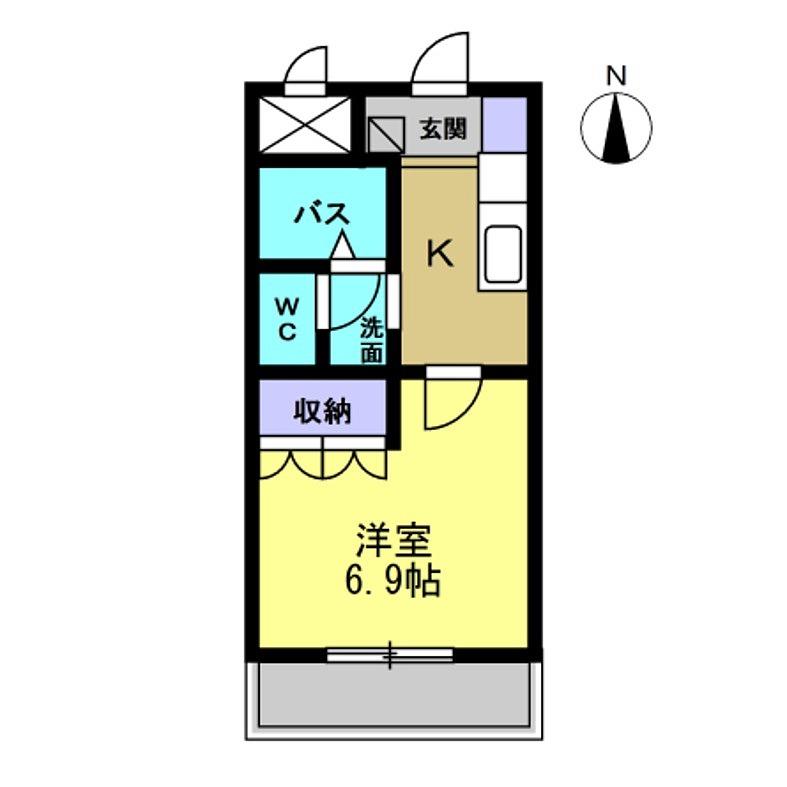 スクエア(1K/2階)の間取り写真