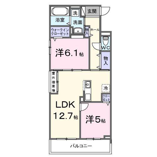 千僧5丁目マンション(2LDK/3階)の間取り写真