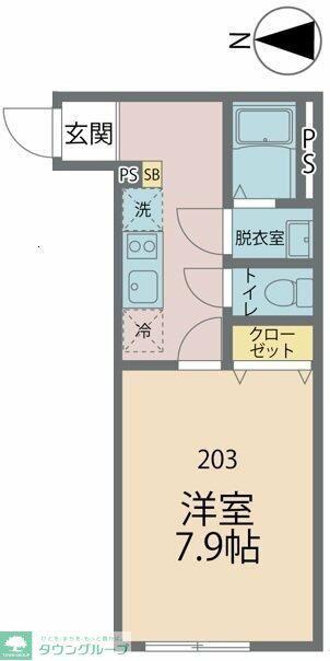 カインドネス座間(1K/2階)の間取り写真