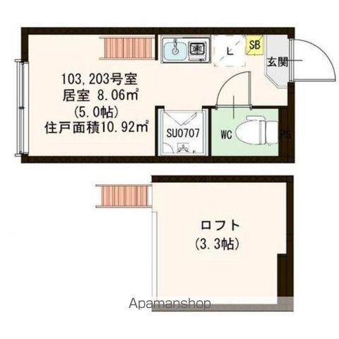 スフレS(ワンルーム/1階)の間取り写真