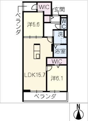 HARMONIOUS福江(2LDK/3階)の間取り写真