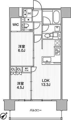 ディームス渋谷本町(2LDK/7階)の間取り写真